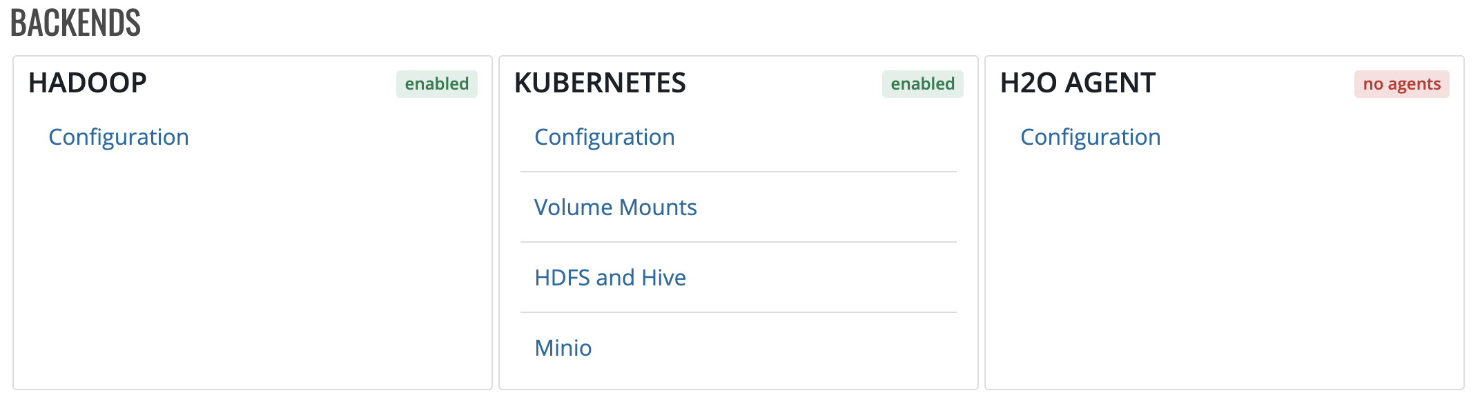 Backends section