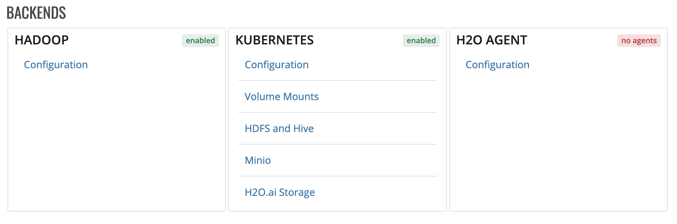 Backends section