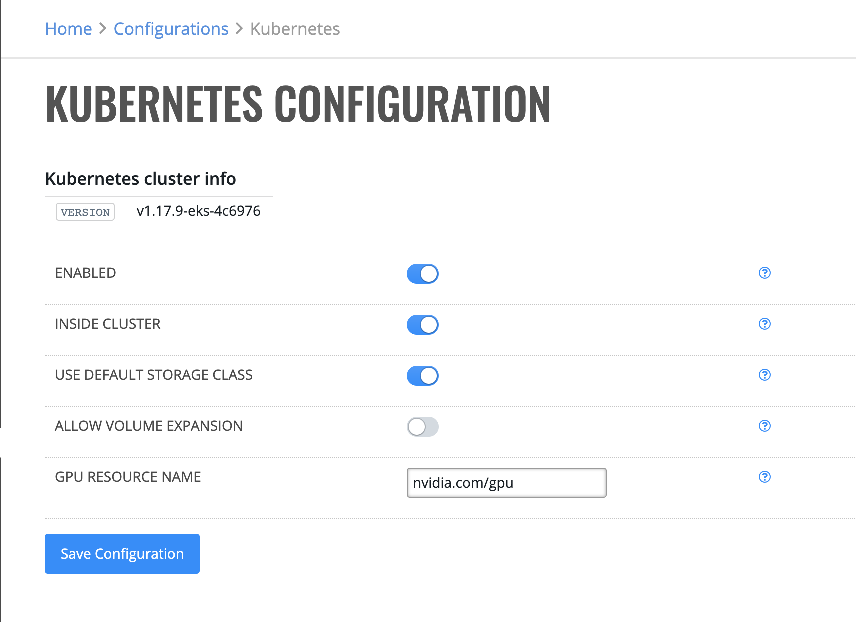 Kubernetes Configuration path