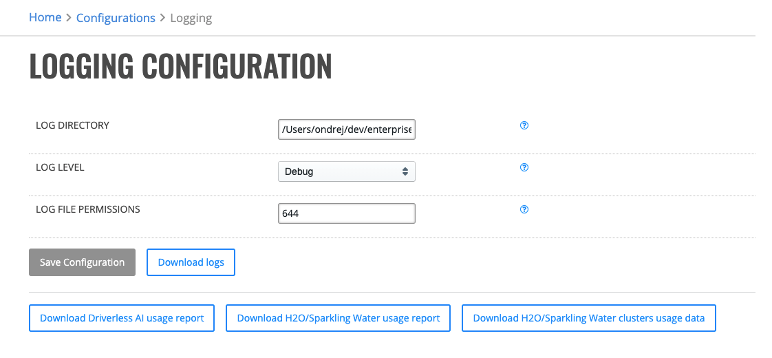 Logging page