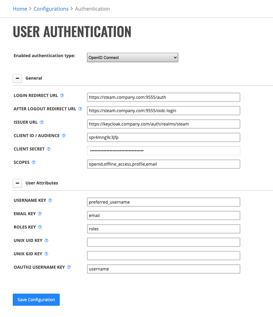 OpenID Connect Configuration