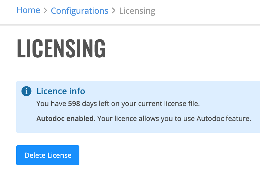 Licensing page