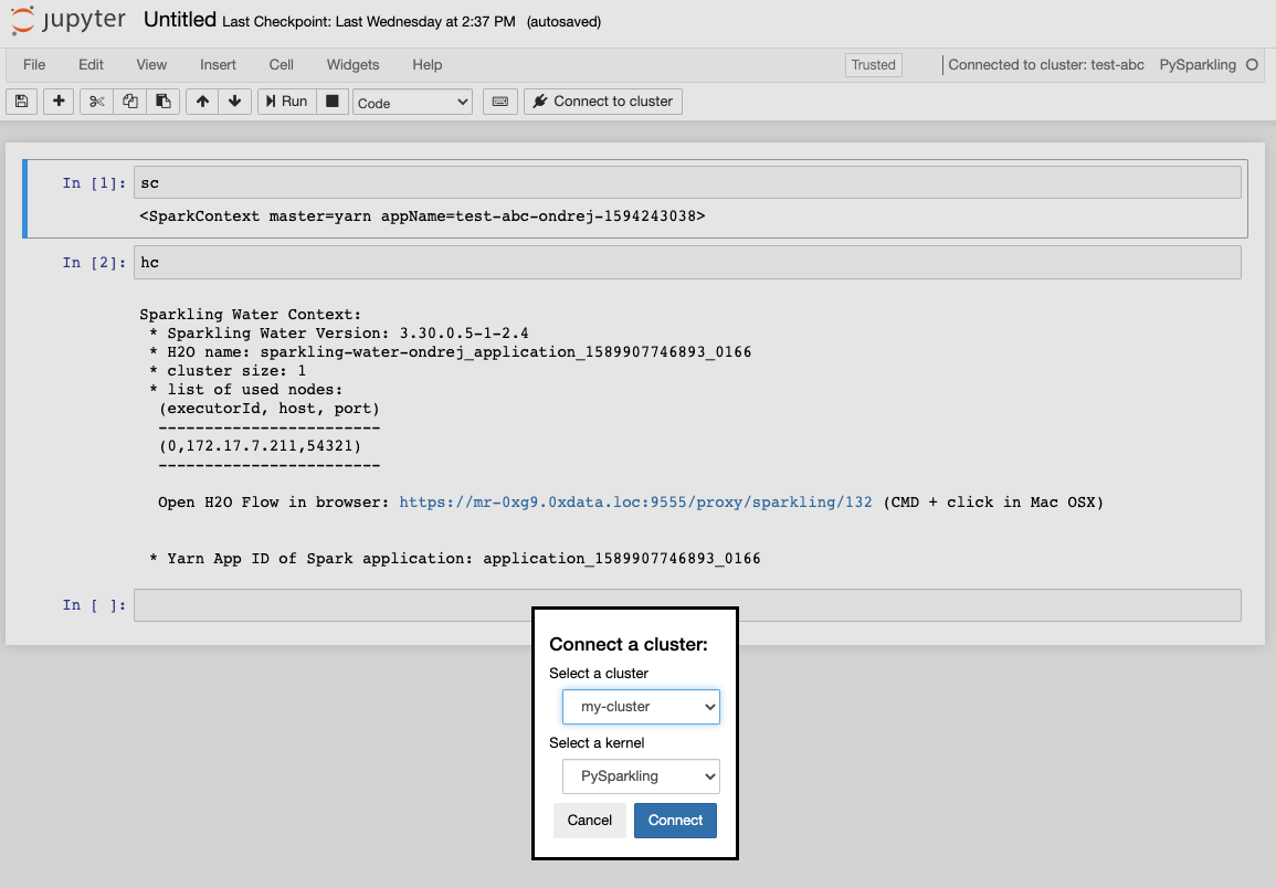 Connecting Jupyter notebook to a cluster