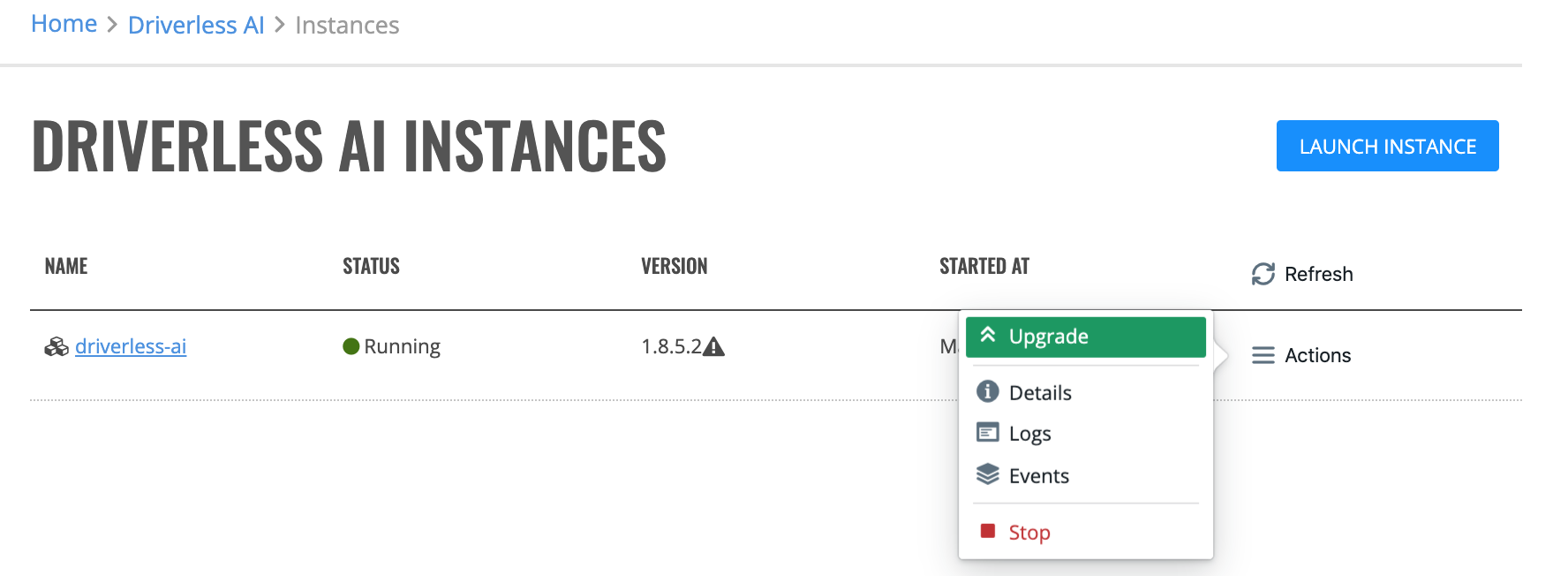 Upgrade Driverless AI instance